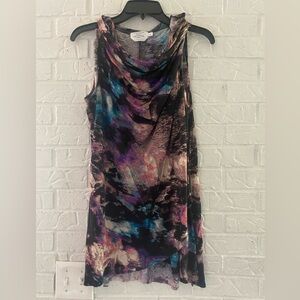 Simply Vera Vera Wang Watercolor Sleeveless Cowl Neck Blouse M